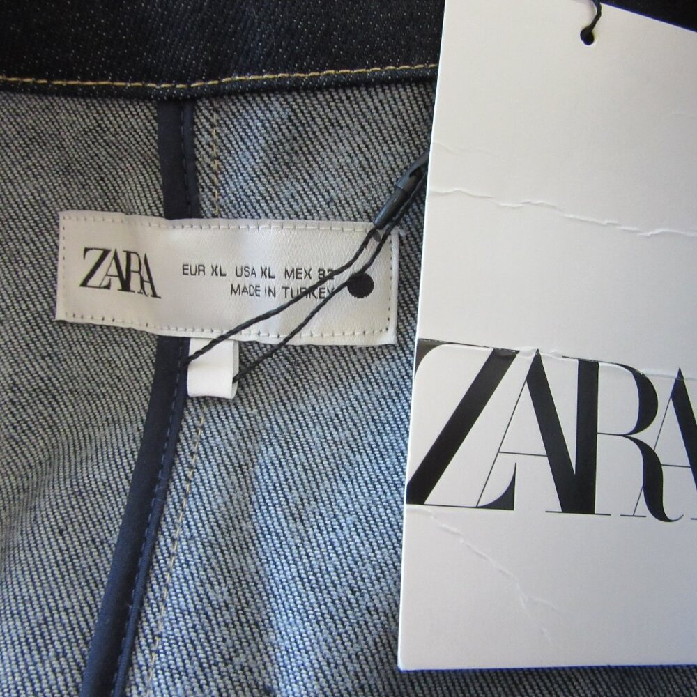 ZARA Blue Denim XL Long Sleeve Midi Dress NWT - Picture 4 of 5